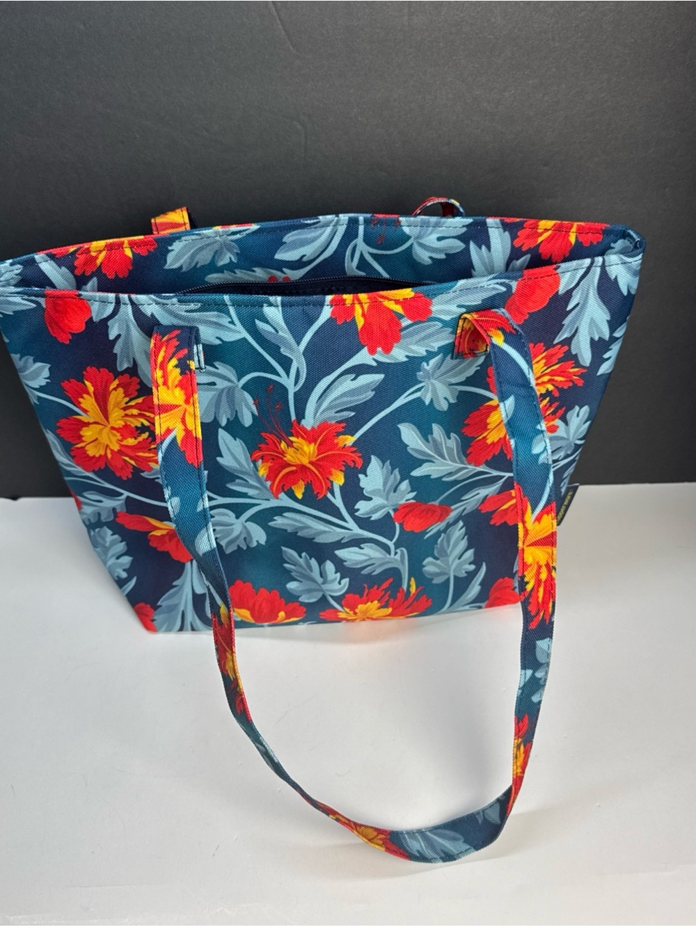 NEW Tupperware Floral Lonchera Lunch Tote Bag Navy Blue Travel Tote - Picture 3 of 5